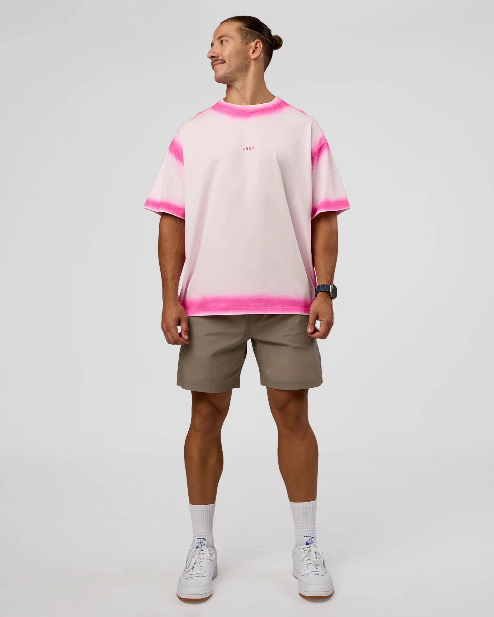 Urban Blur Heavyweight Unisex Oversized Tee - Off White-Ultra Pink - Image 10
