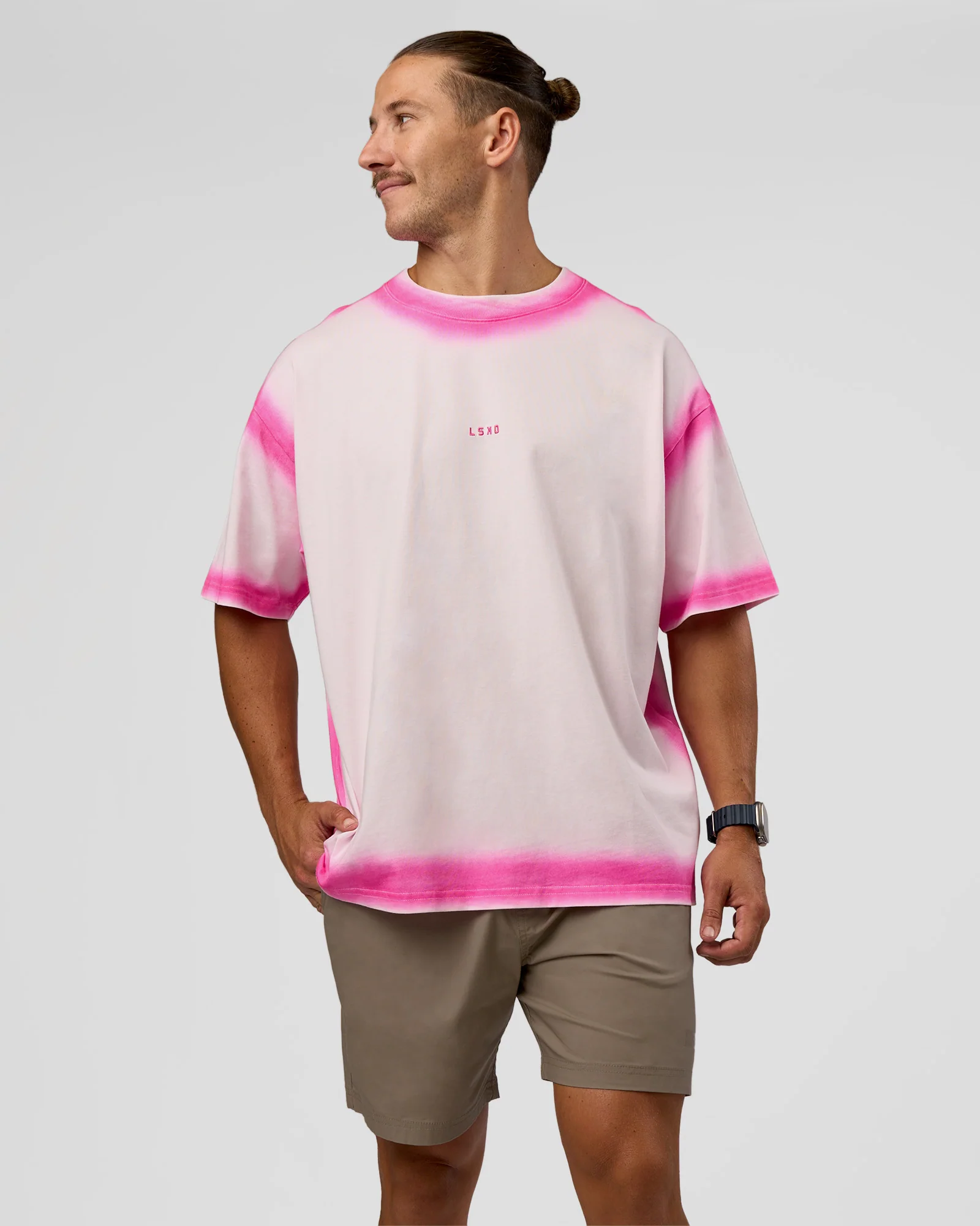 Urban Blur Heavyweight Unisex Oversized Tee - Off White-Ultra Pink - Image 2