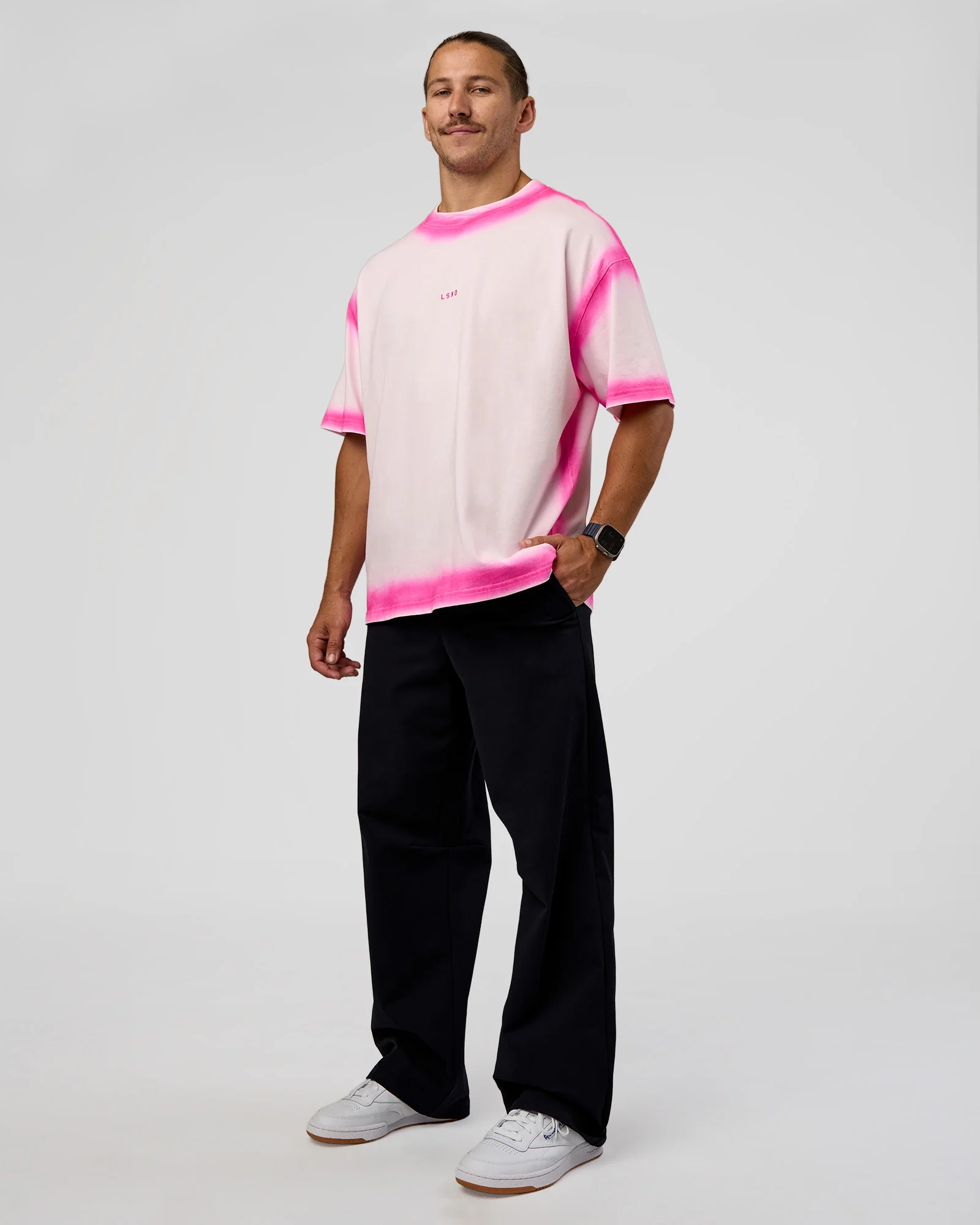Urban Blur Heavyweight Unisex Oversized Tee - Off White-Ultra Pink - Image 3