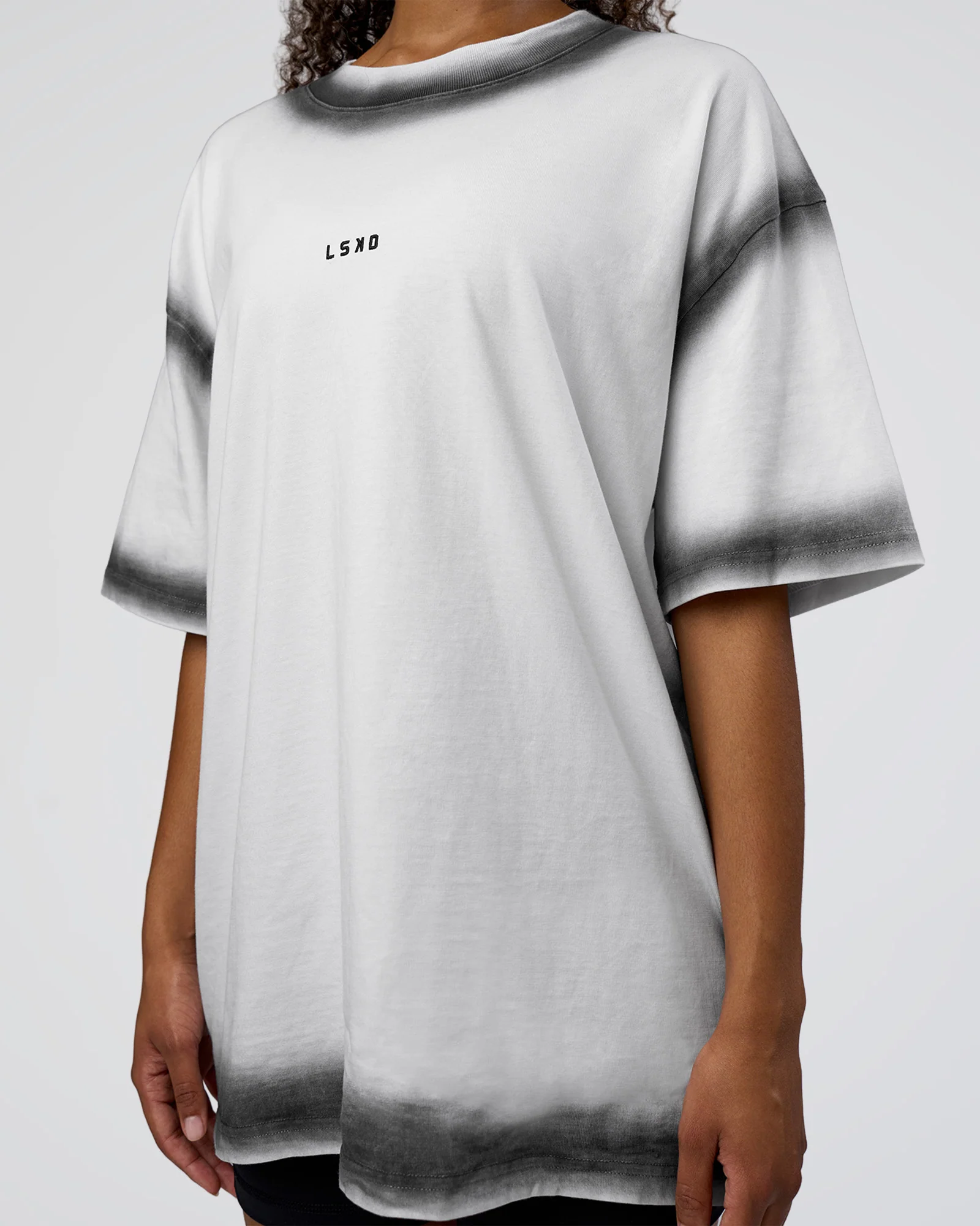 Urban Blur Heavyweight Unisex Oversized Tee - White-Black - Image 10