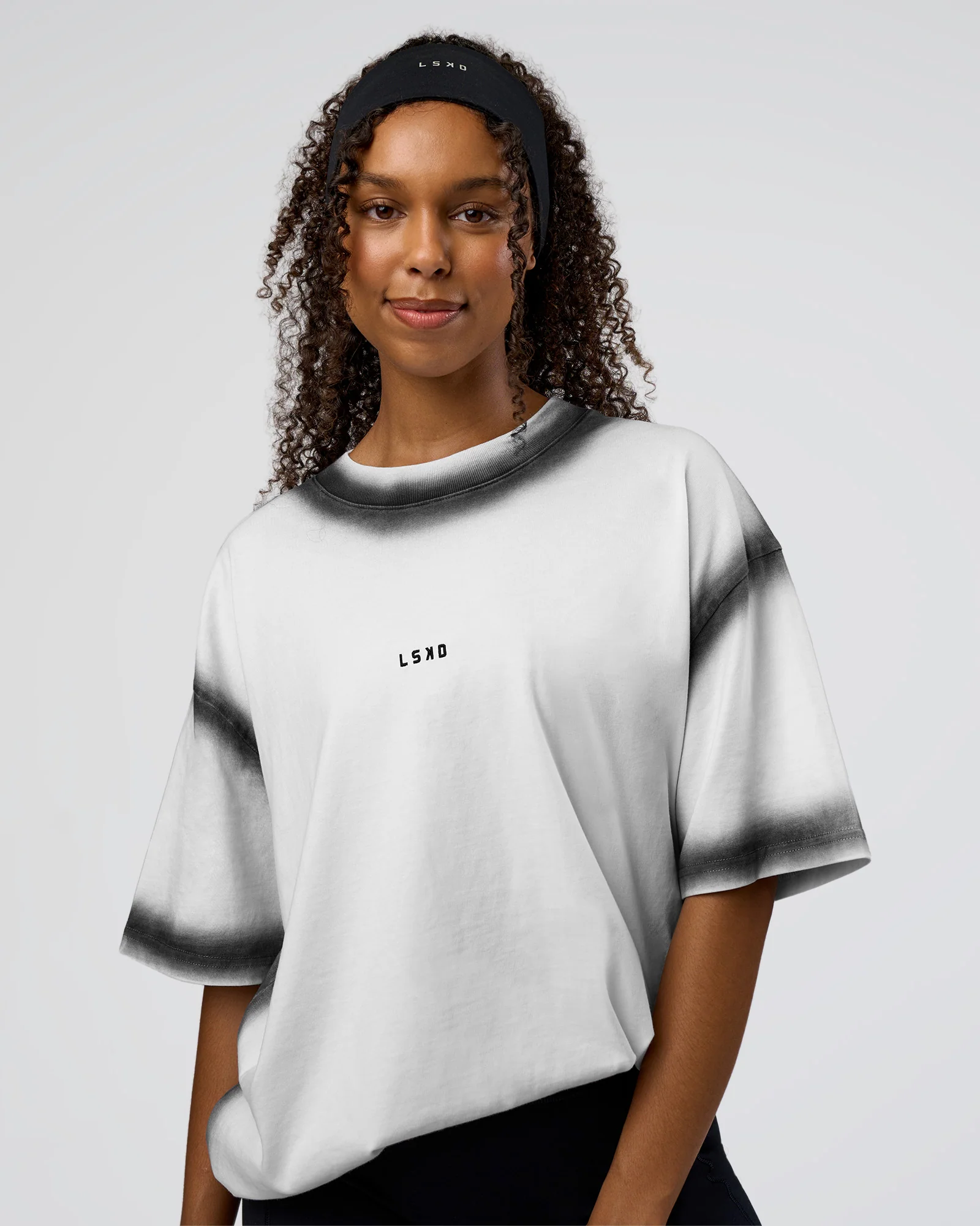 Urban Blur Heavyweight Unisex Oversized Tee - White-Black - Image 4