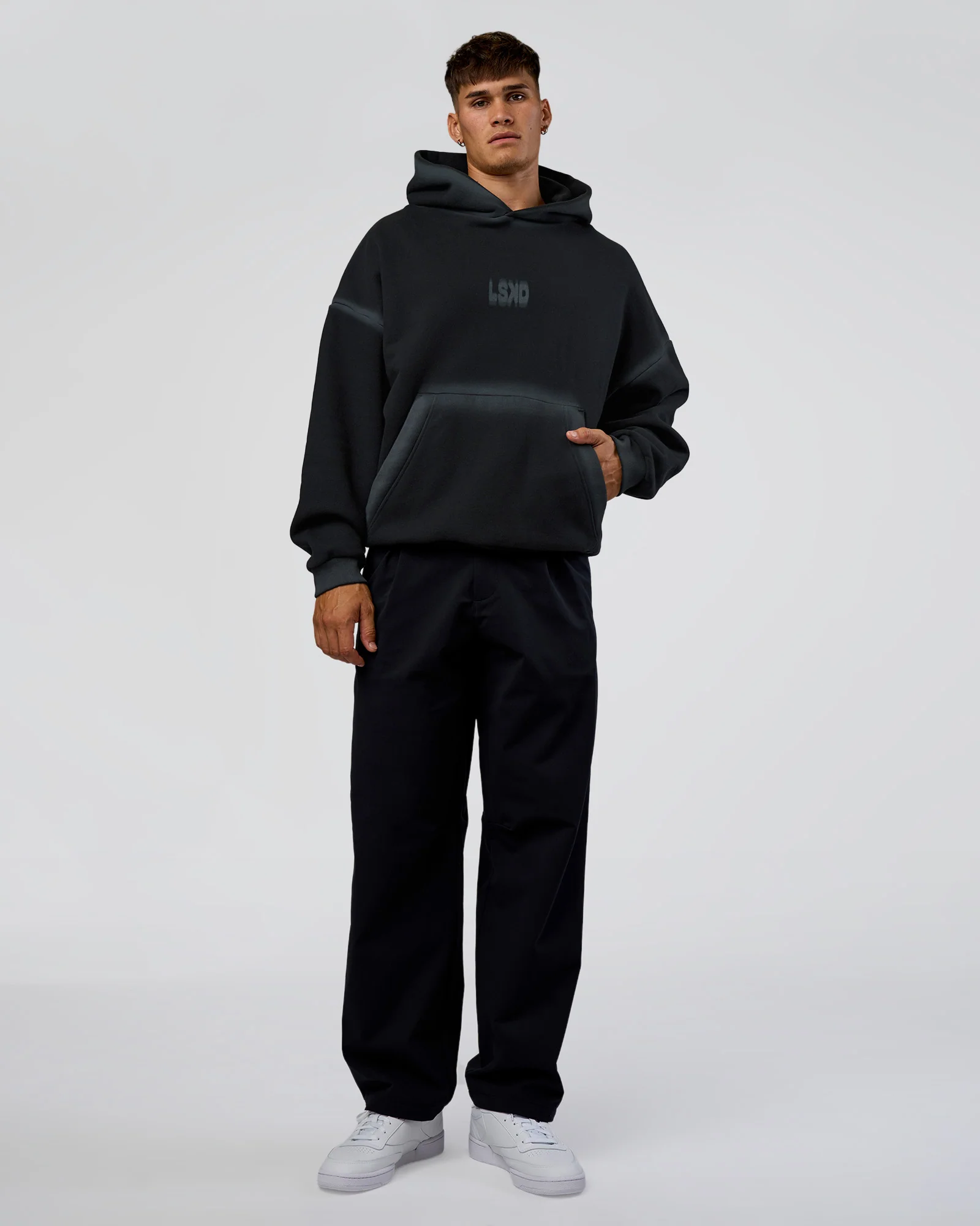 Urban Blur Unisex Oversized Hoodie - Black-Dark Storm - Image 10
