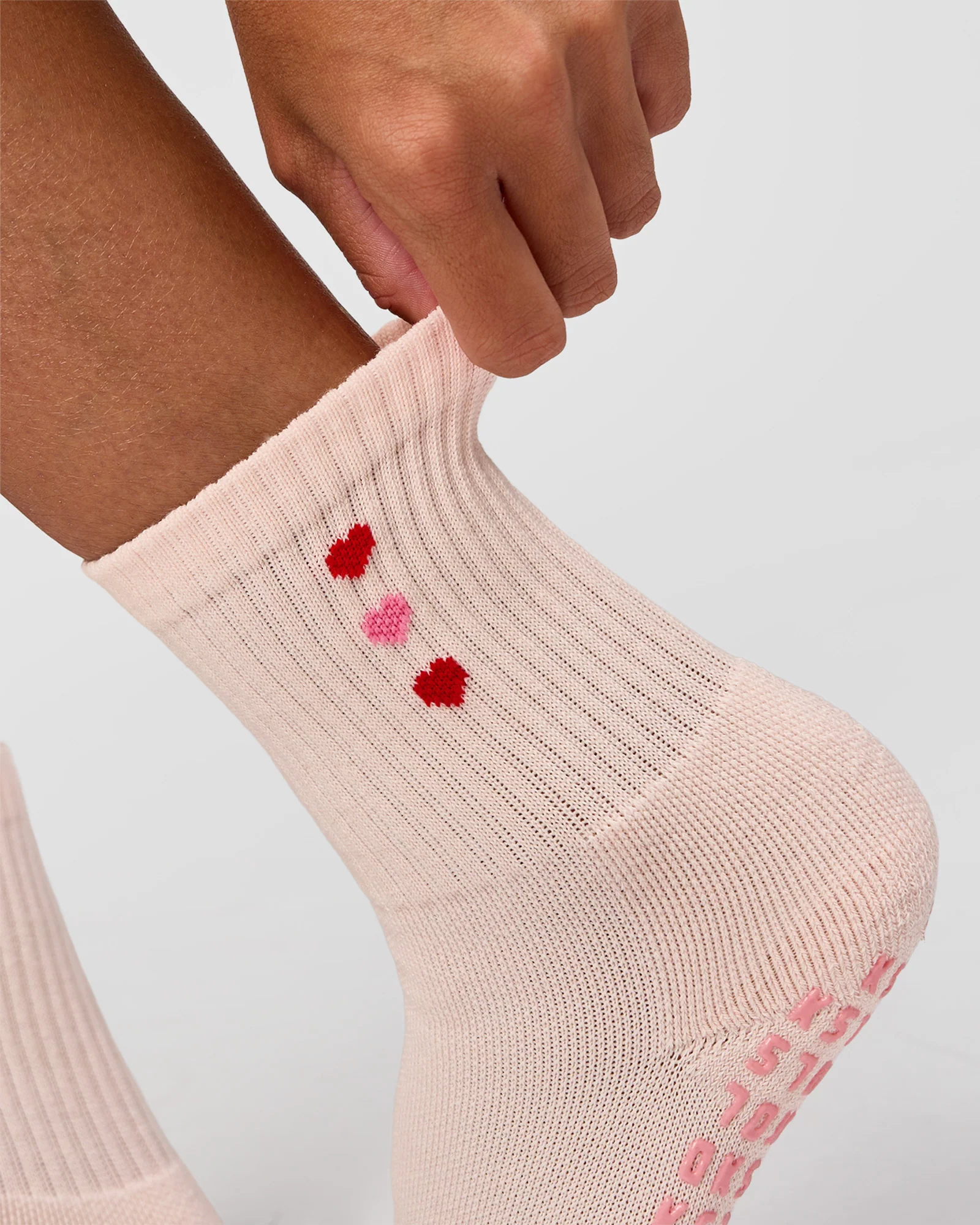 Valentines Pilates Grip Socks - Candy Pink-Flame - Image 5