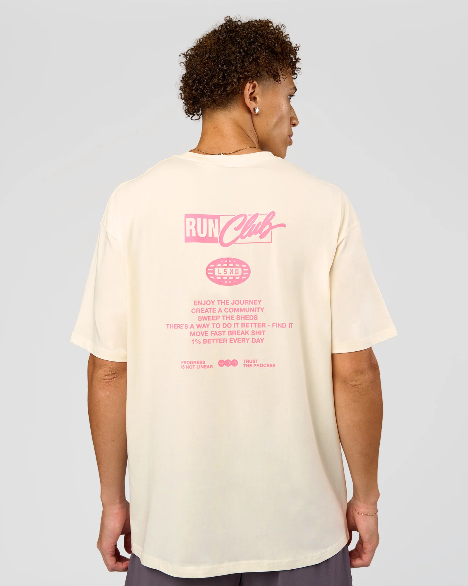 Values Run Club FLXCotton Tee - Off White-Candy Pink - Image 2
