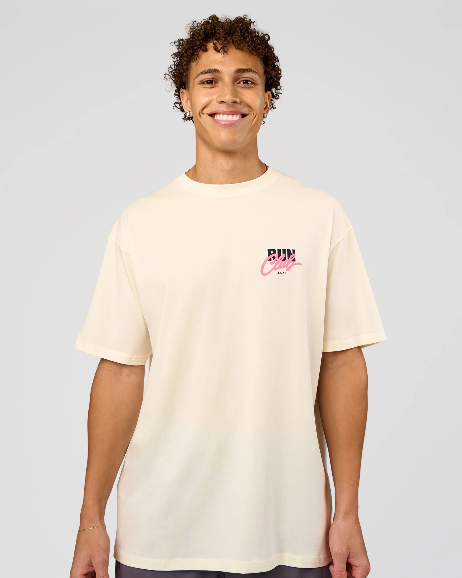Values Run Club FLXCotton Tee - Off White-Candy Pink - Image 3