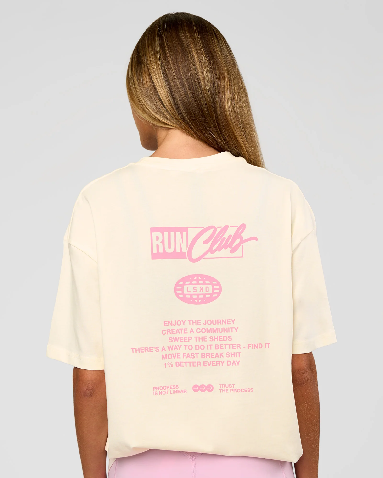Values Run Club FLXCotton Tee - Off White-Candy Pink - Image 4