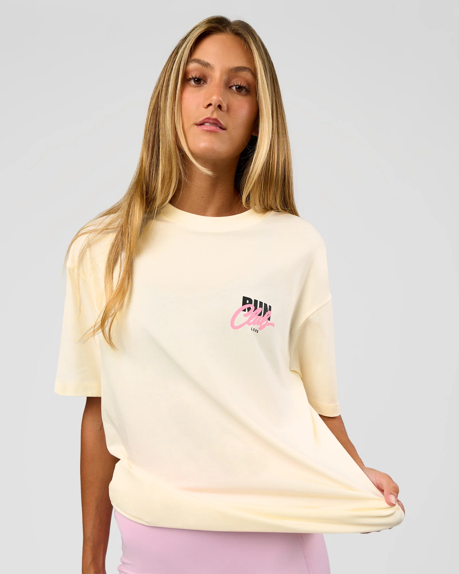 Values Run Club FLXCotton Tee - Off White-Candy Pink - Image 5