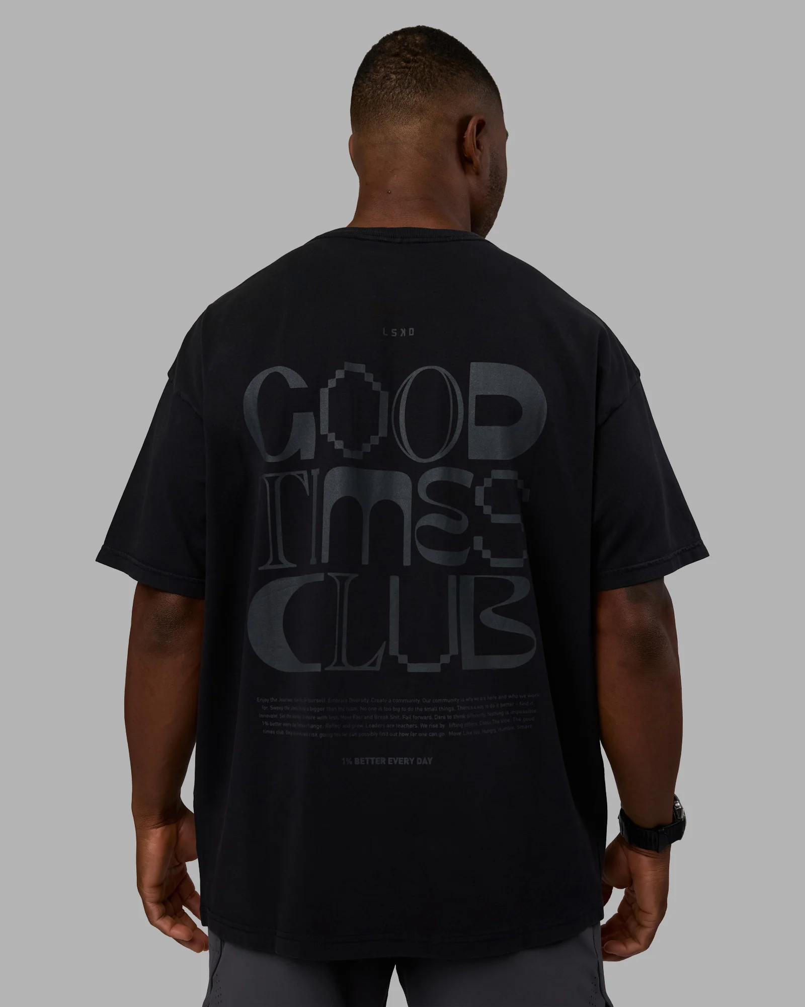 Variation Heavyweight FLXCotton Oversized Tee - Black-Black - Image 2