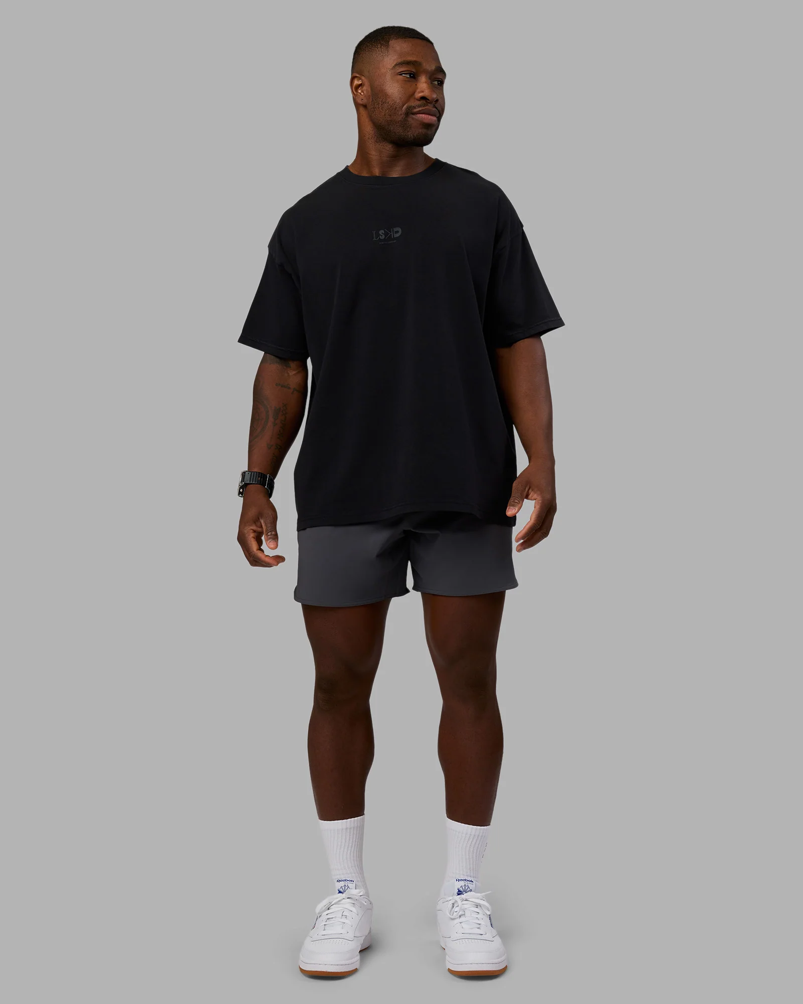 Variation Heavyweight FLXCotton Oversized Tee - Black-Black - Image 5