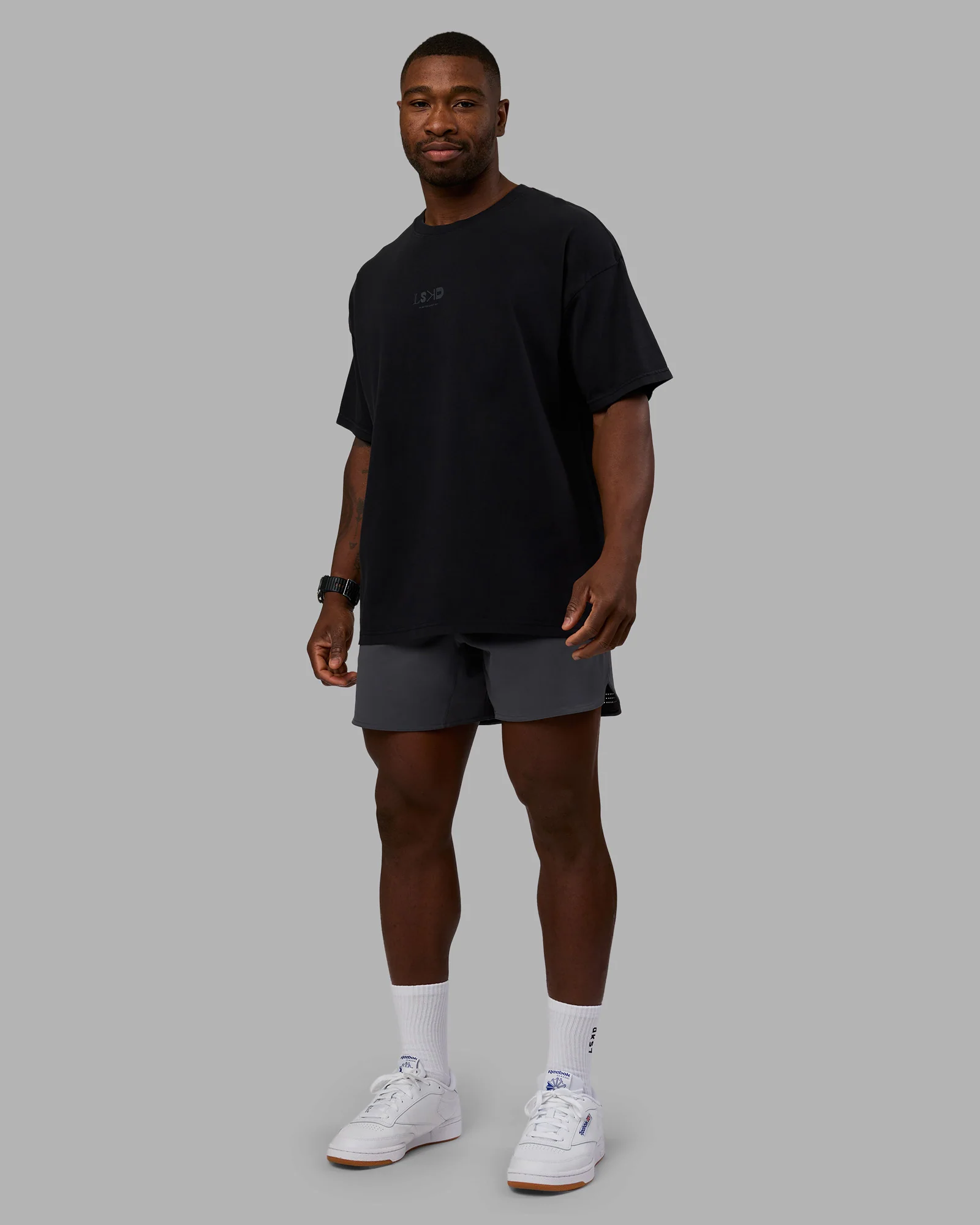Variation Heavyweight FLXCotton Oversized Tee - Black-Black - Image 6