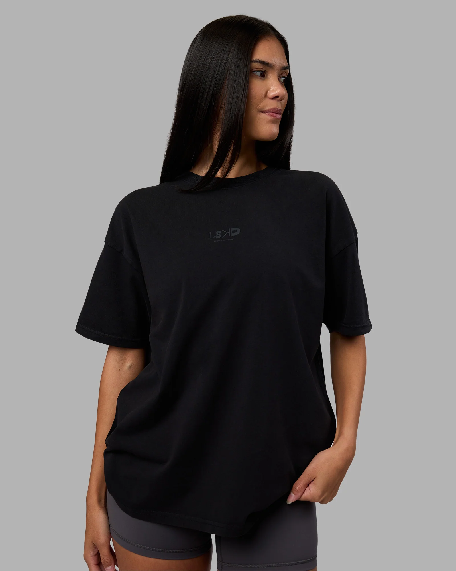 Variation Heavyweight FLXCotton Oversized Tee - Black-Black - Image 7