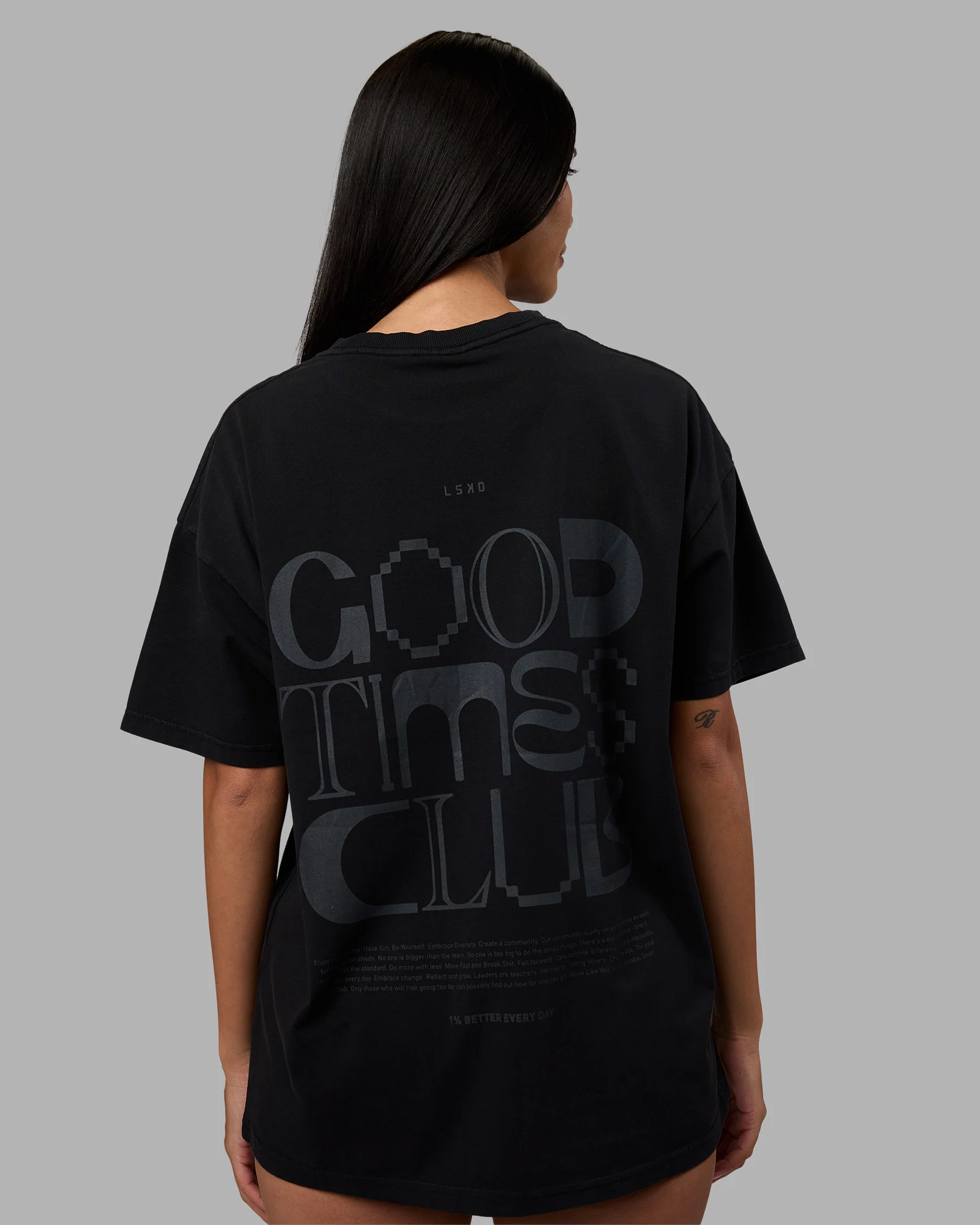 Variation Heavyweight FLXCotton Oversized Tee - Black-Black - Image 8