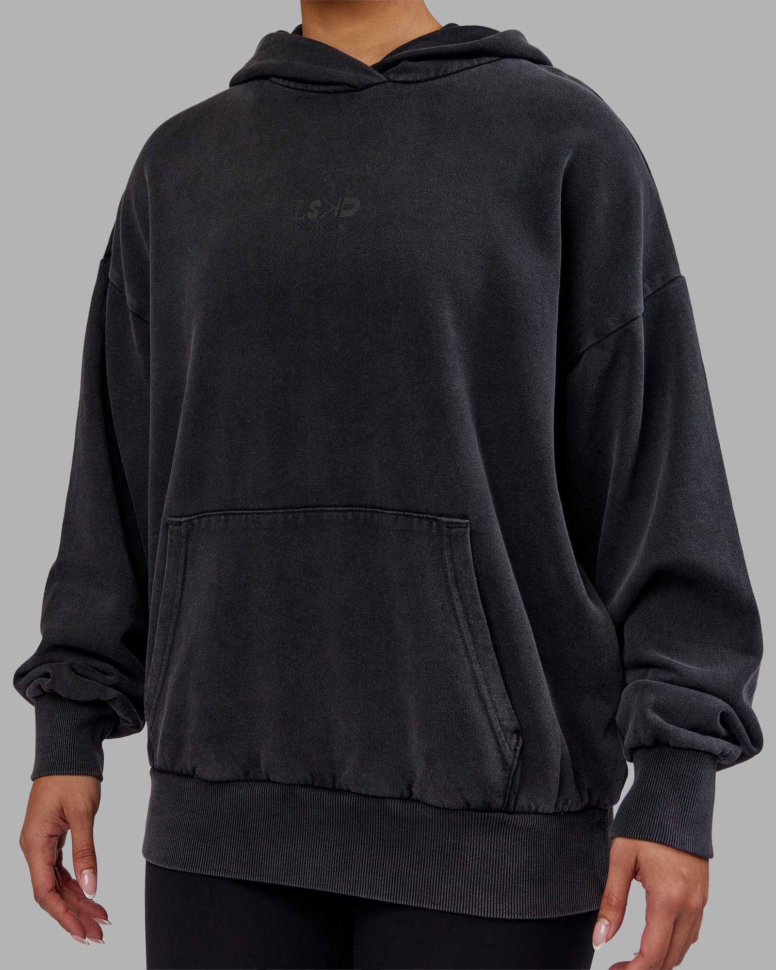Variation Washed Oversized Hoodie - Black-Black - Image 10