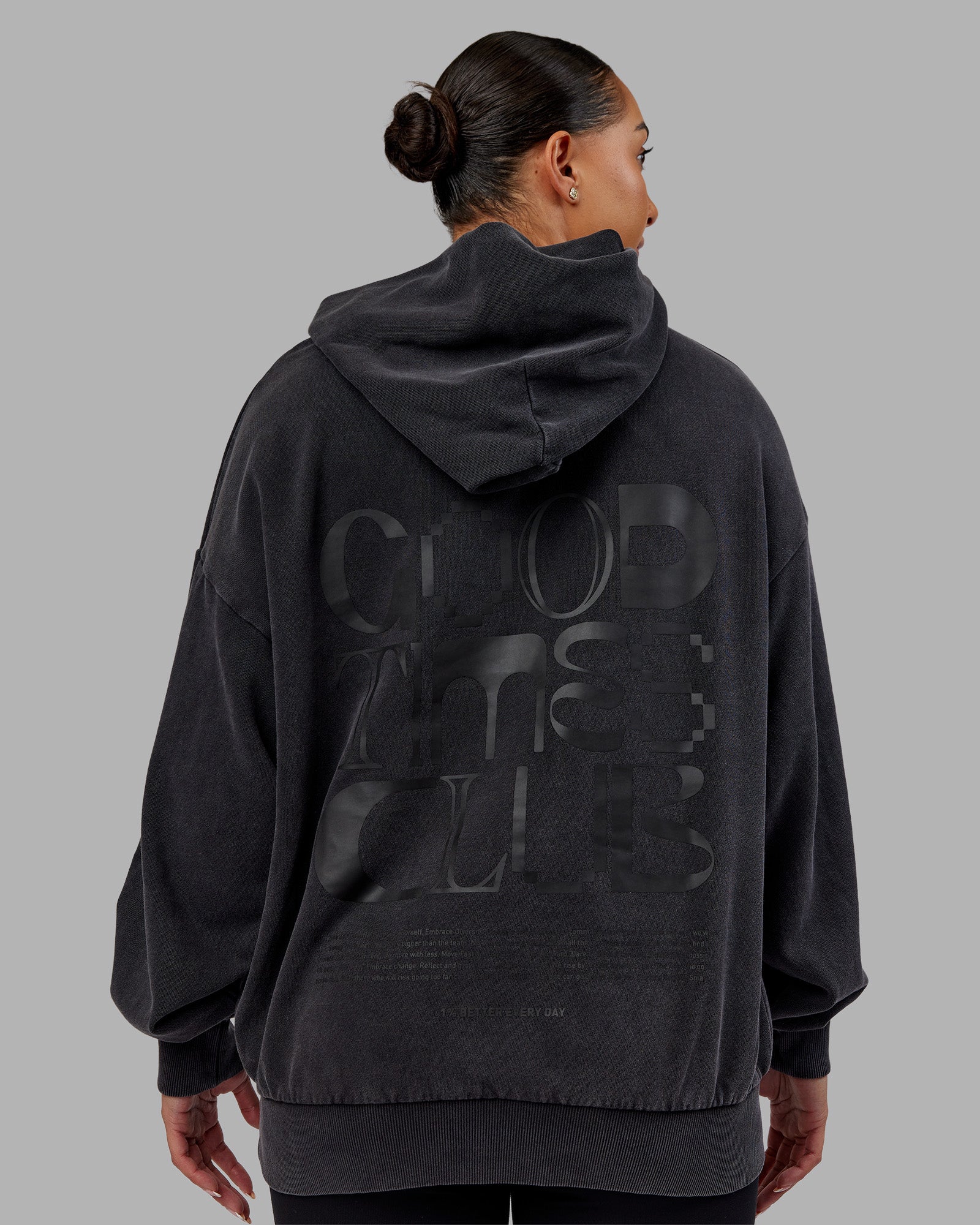 Variation Washed Oversized Hoodie - Black-Black - Image 2
