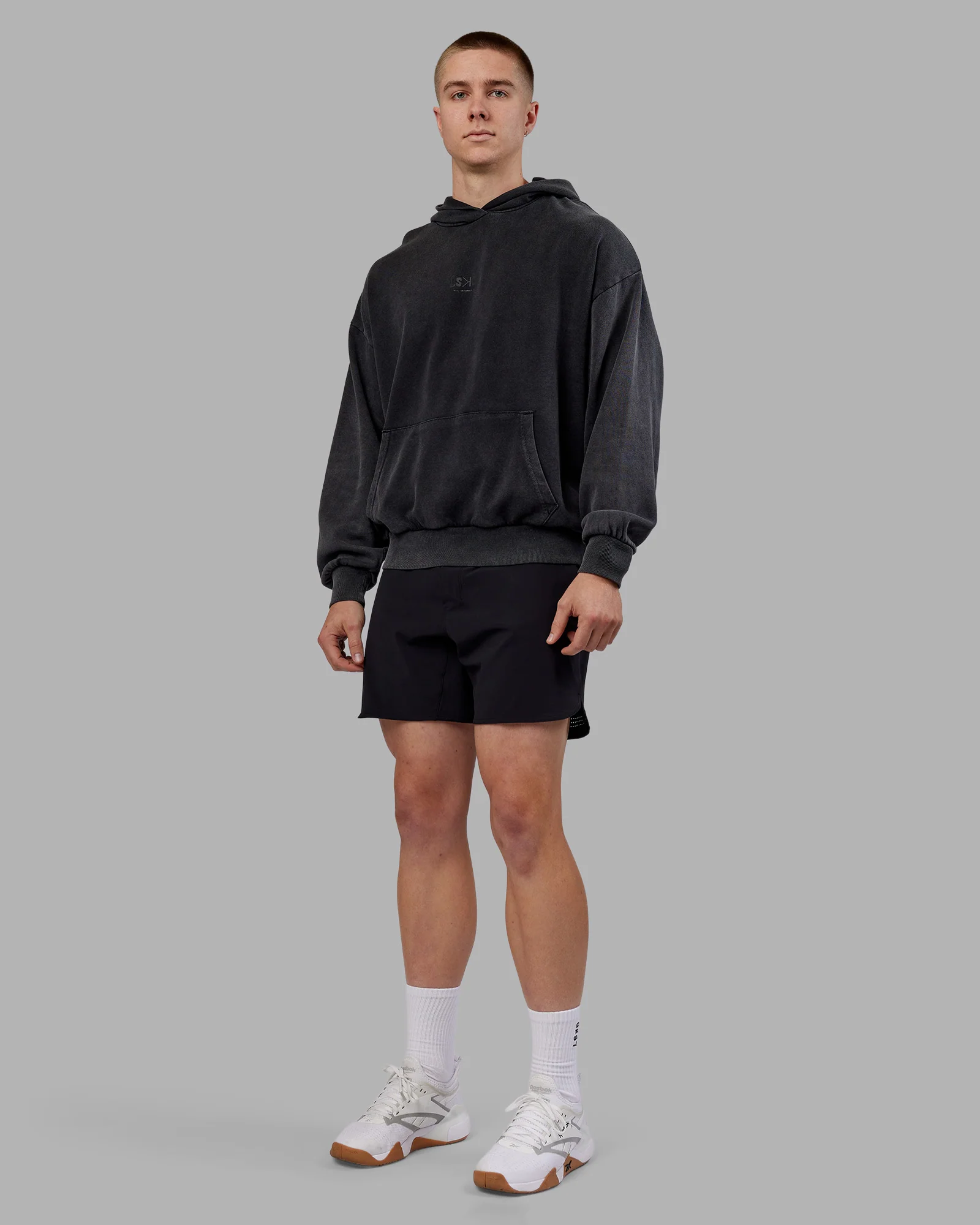 Variation Washed Oversized Hoodie - Black-Black - Image 5
