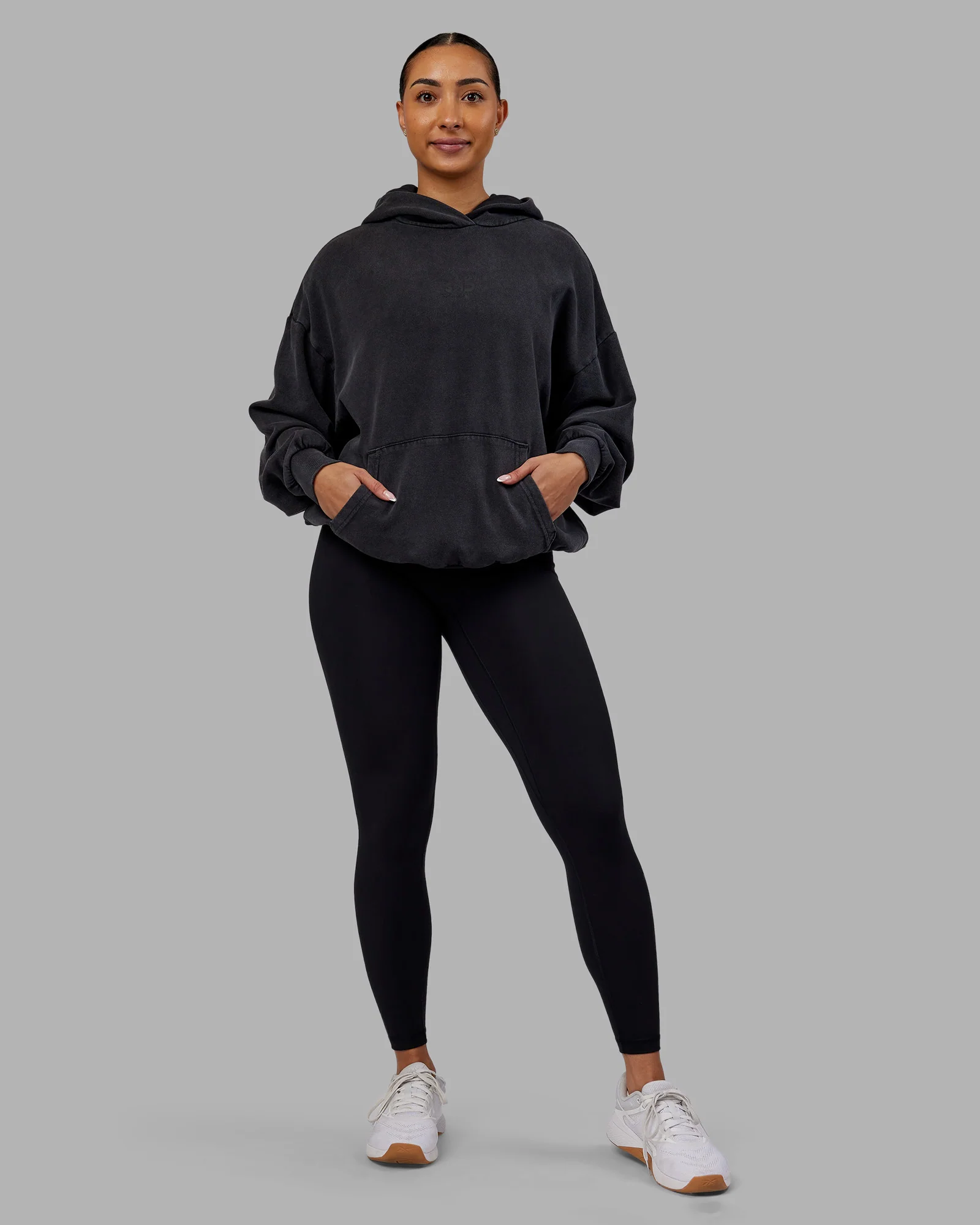 Variation Washed Oversized Hoodie - Black-Black - Image 6