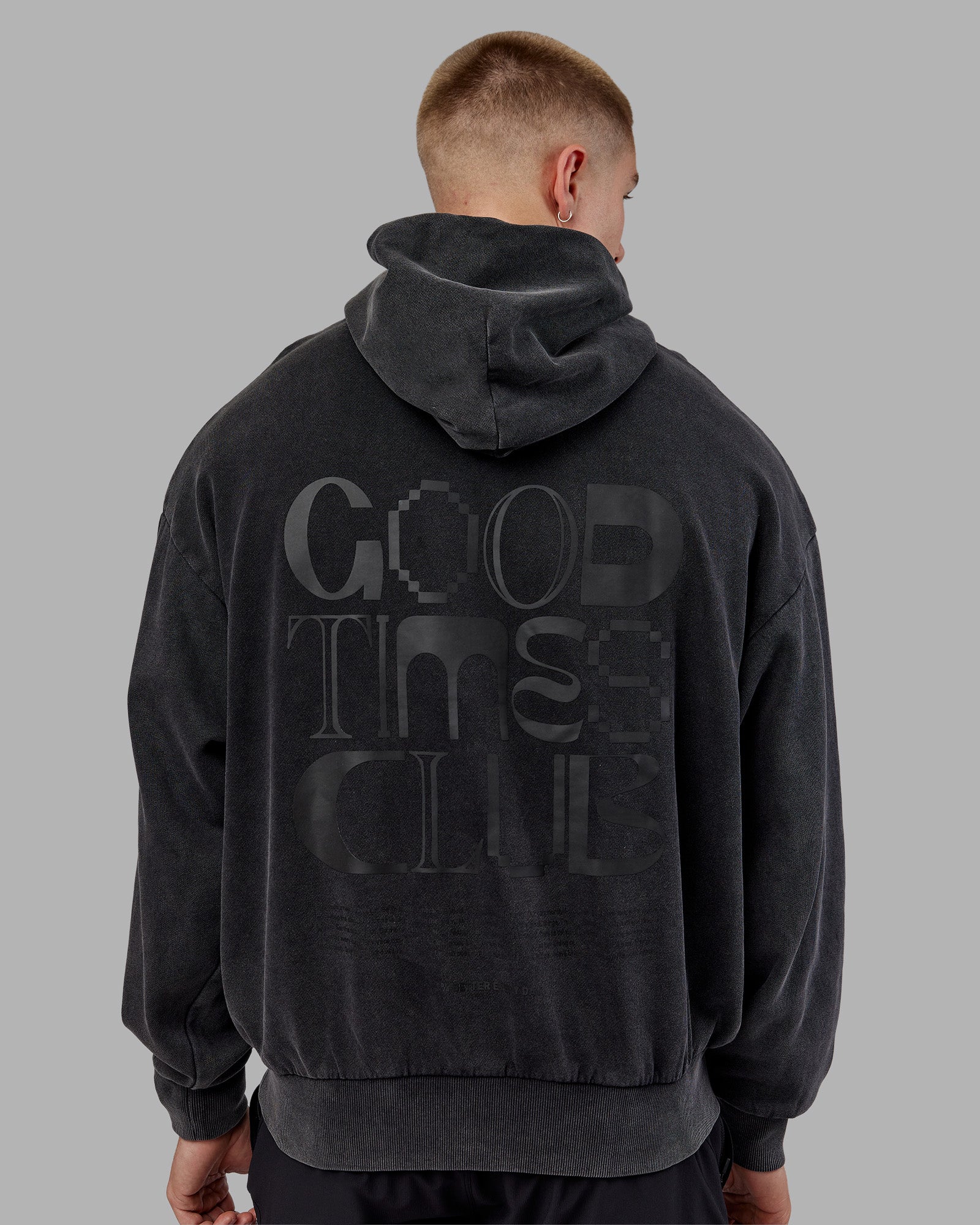 Variation Washed Oversized Hoodie - Black-Black - Image 7