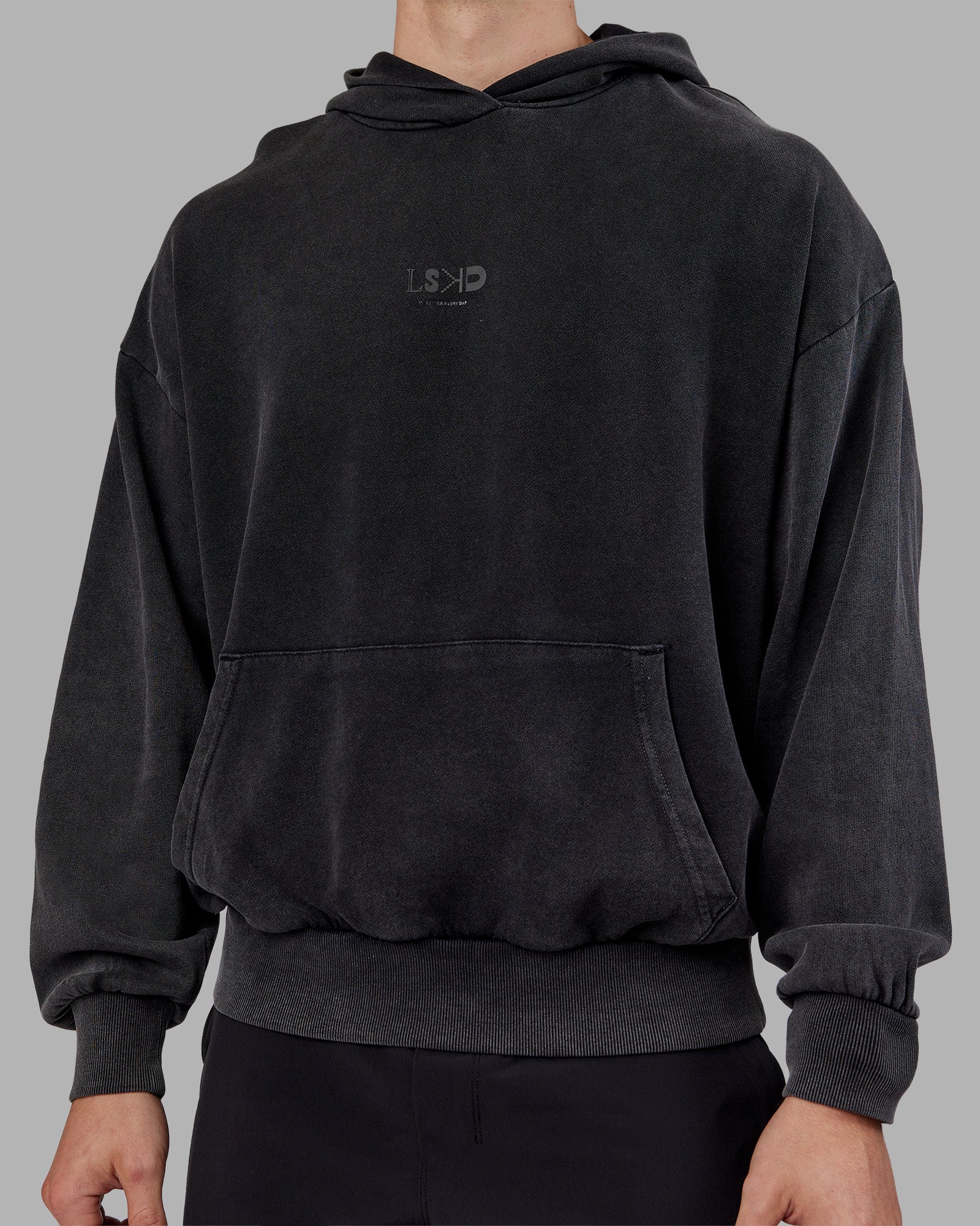 Variation Washed Oversized Hoodie - Black-Black - Image 8