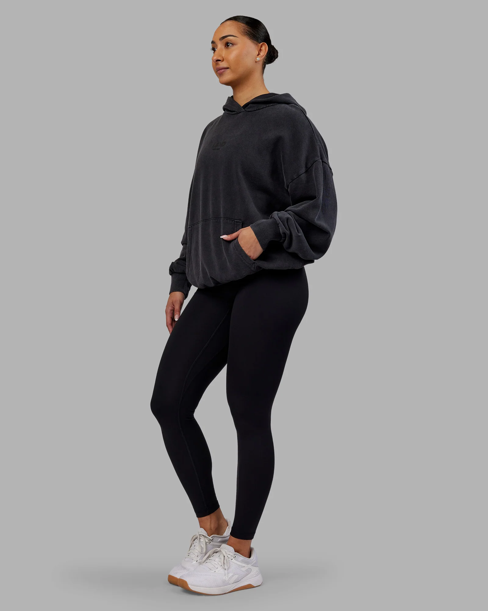 Variation Washed Oversized Hoodie - Black-Black - Image 9