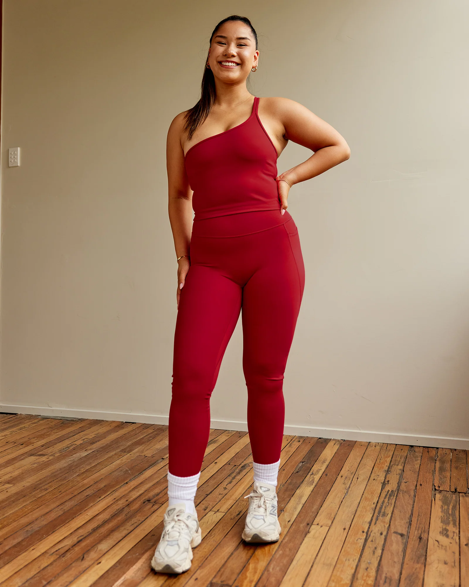 Vivid Skimmer Shelf Bra Tank - Cherry Red - Image 2