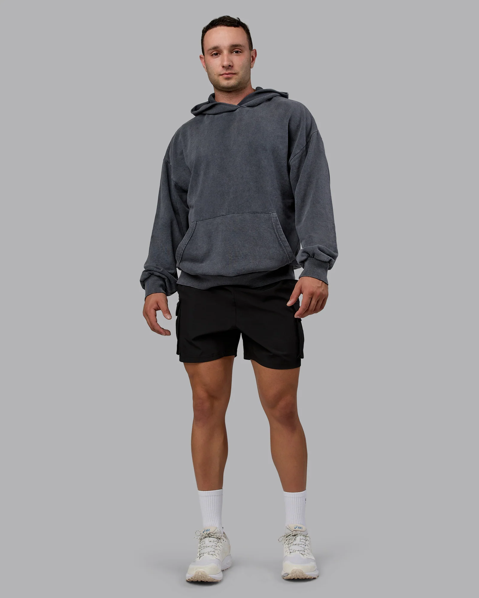 Set the Standard Washed Oversized Hoodie - Black-Greyish Purple - Image 10