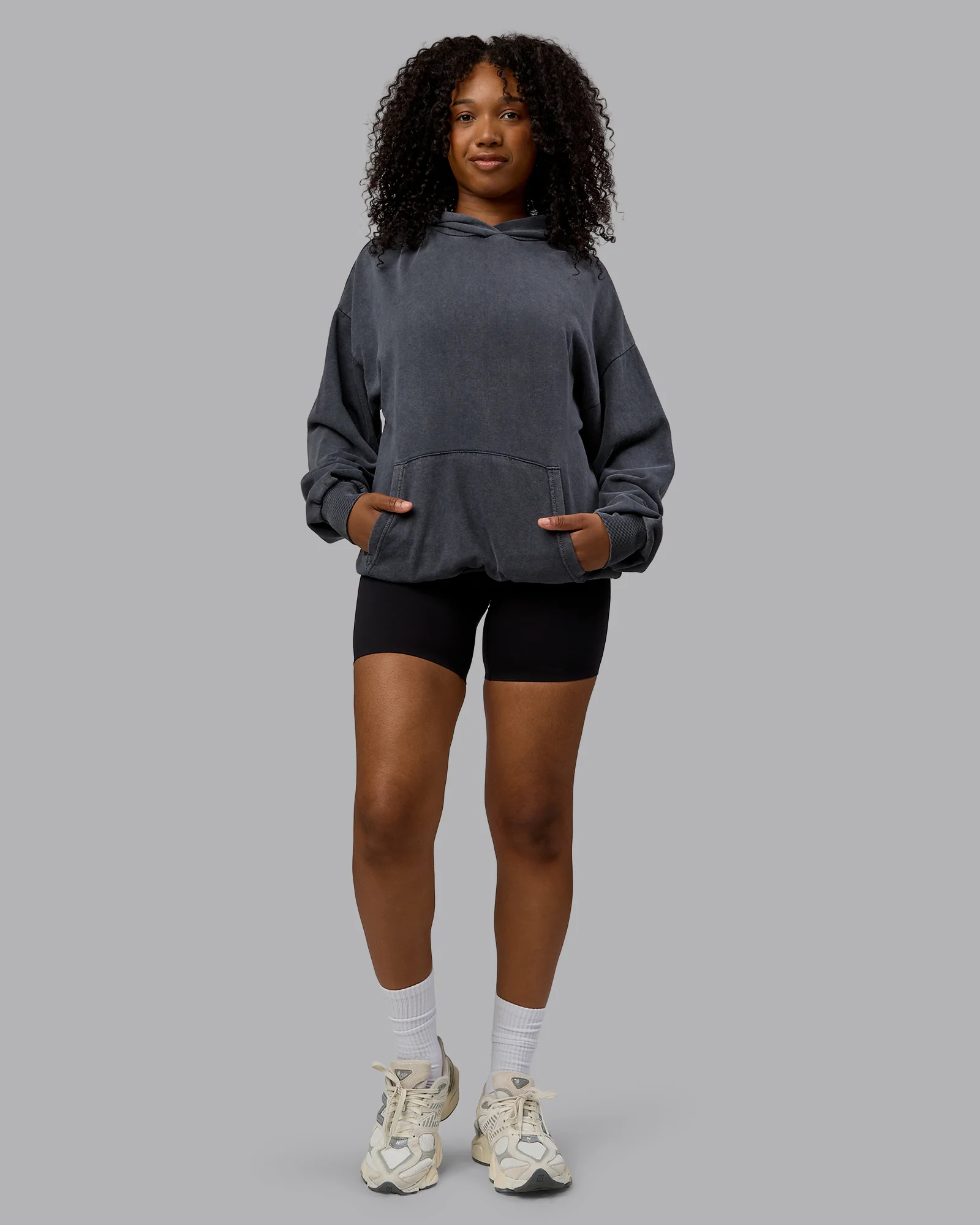 Set the Standard Washed Oversized Hoodie - Black-Greyish Purple - Image 11
