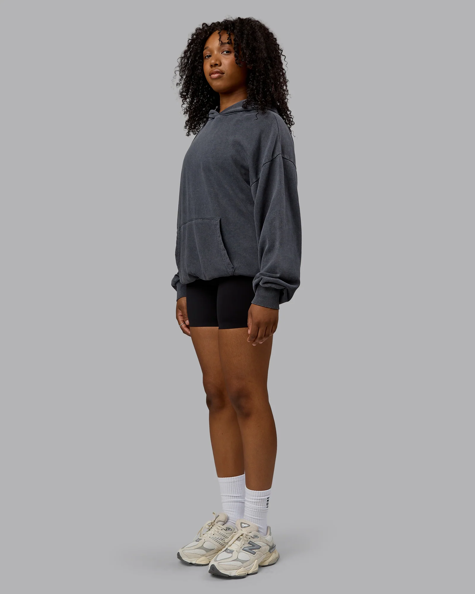 Set the Standard Washed Oversized Hoodie - Black-Greyish Purple - Image 5