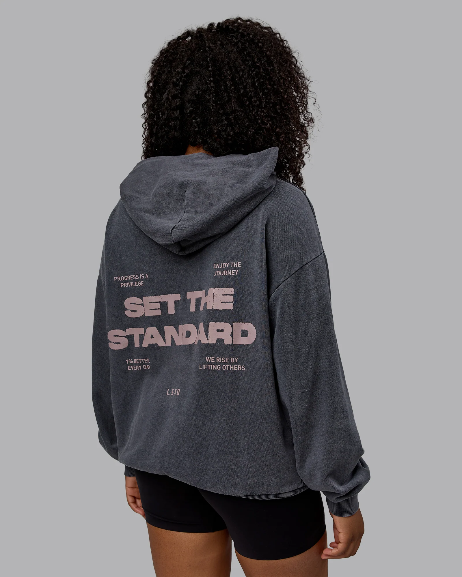 Set the Standard Washed Oversized Hoodie - Black-Greyish Purple - Image 7