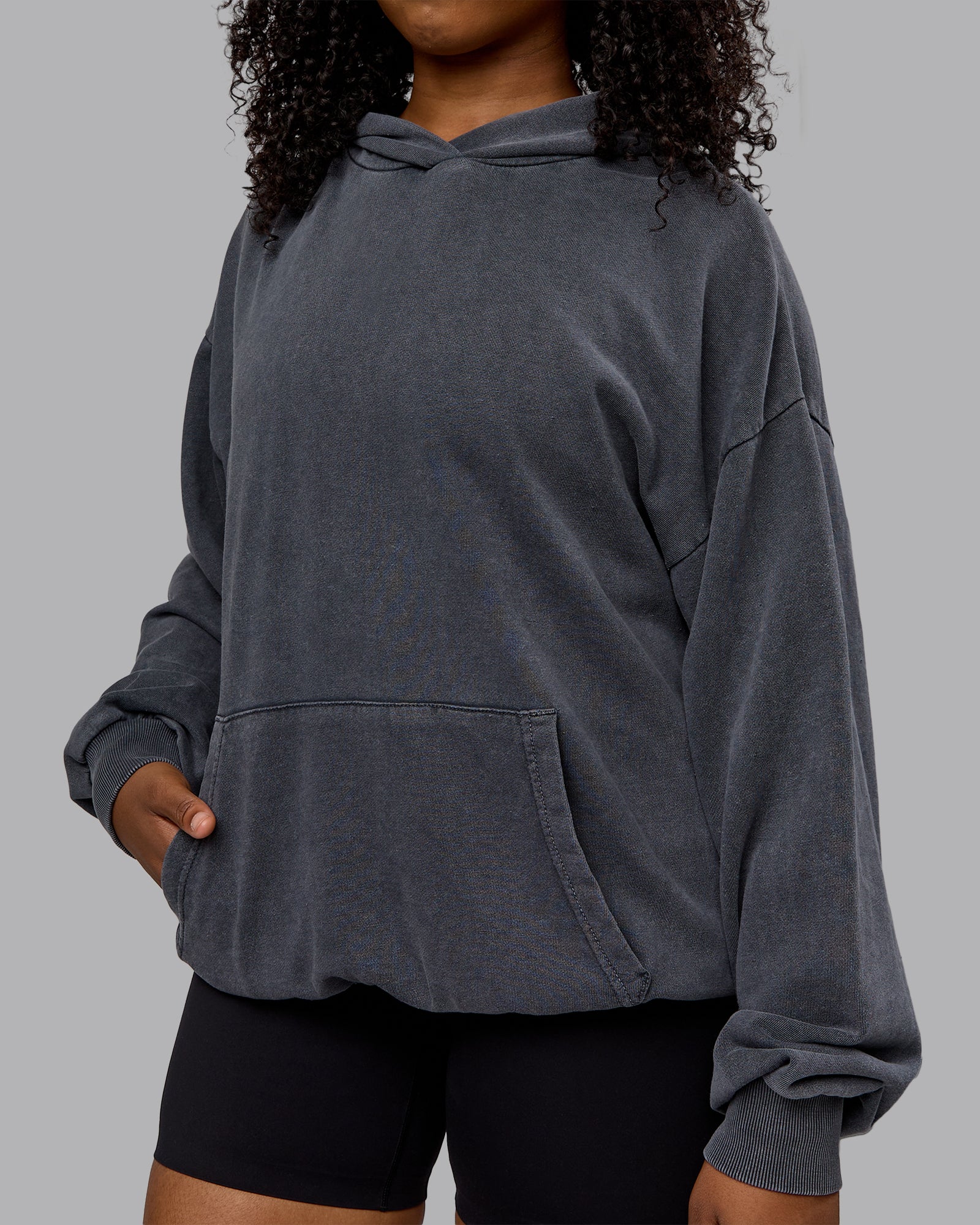 Set the Standard Washed Oversized Hoodie - Black-Greyish Purple - Image 8