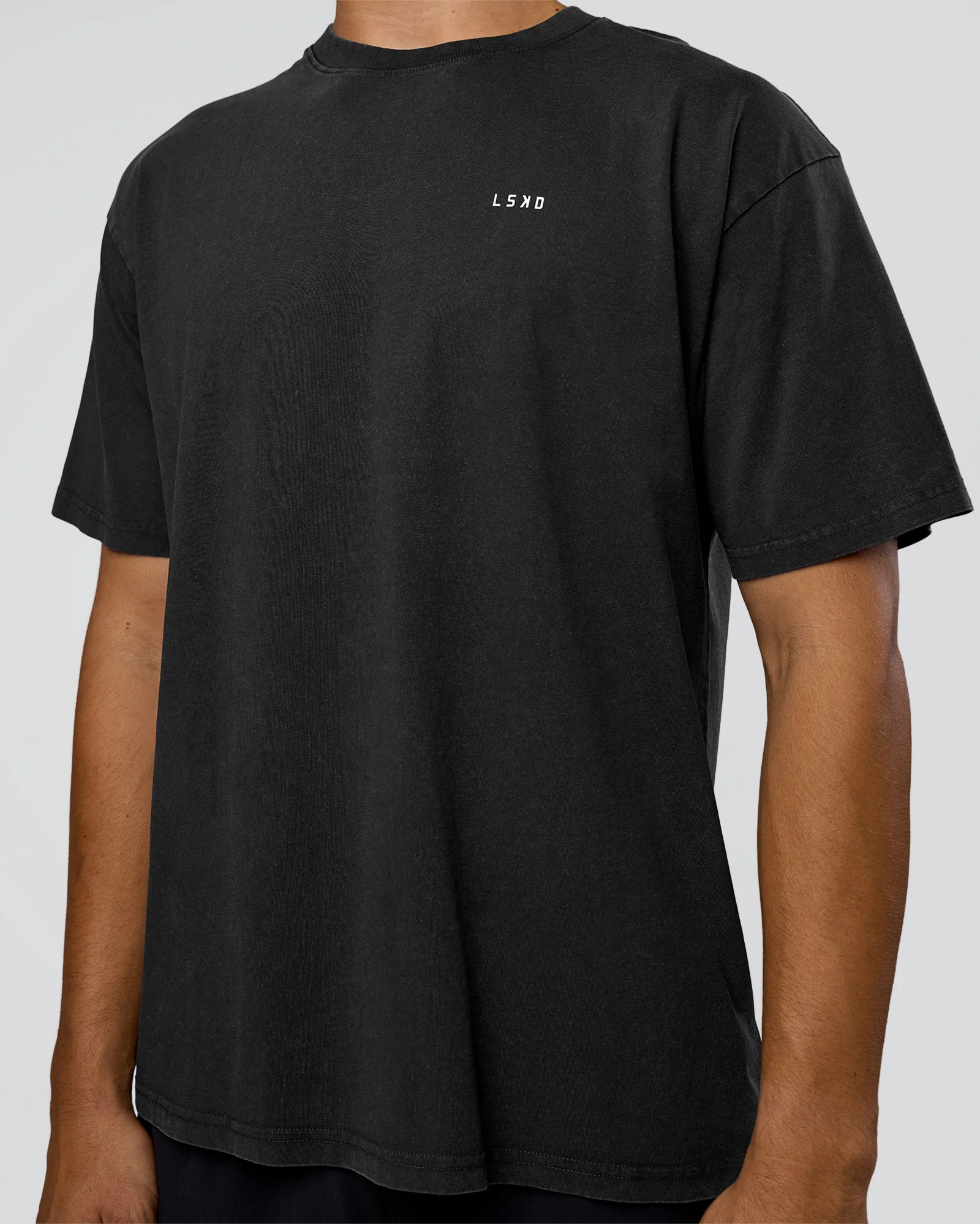 We Love This  FLXCotton Oversized Tee - Black Washed-White - Image 7