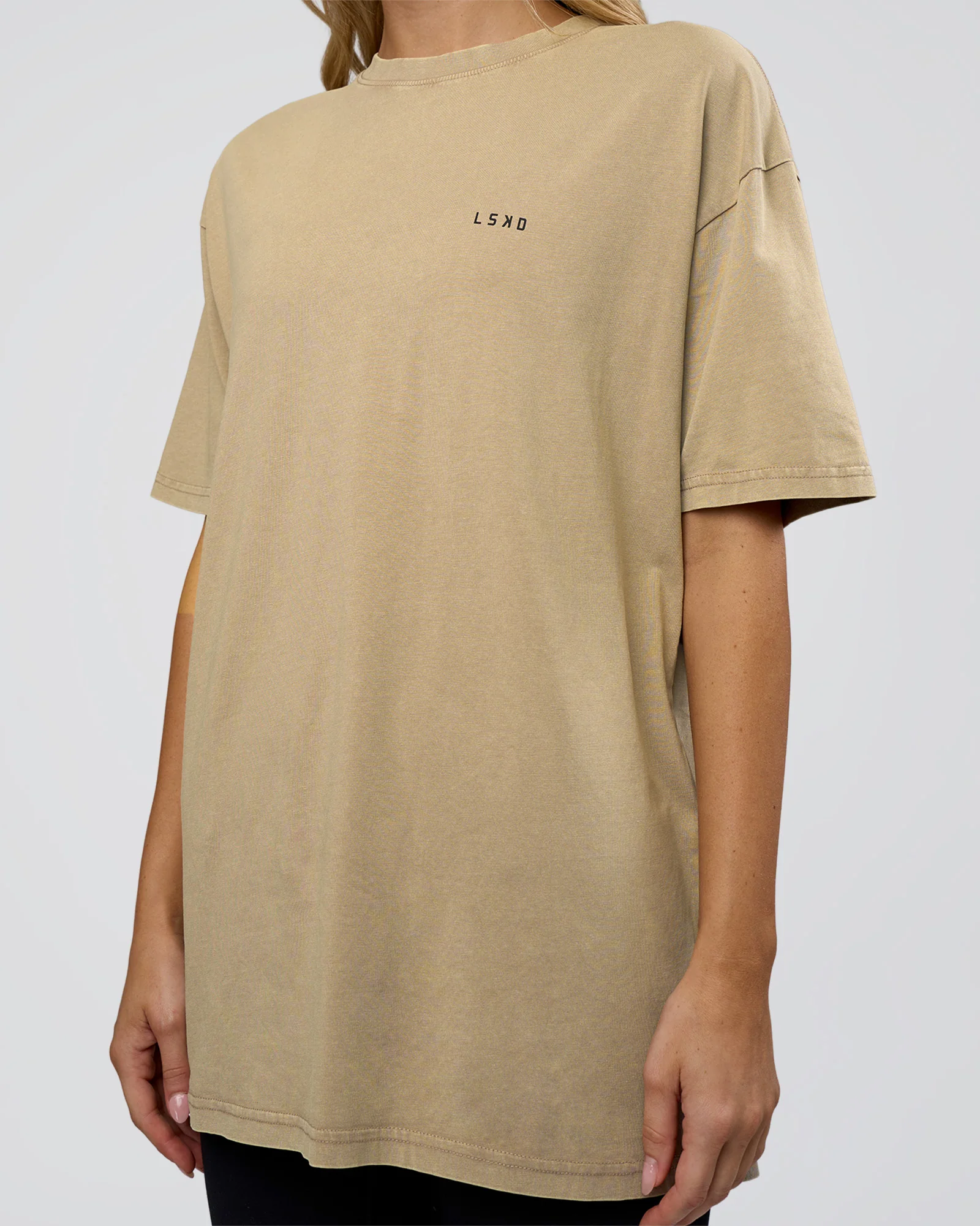 We Love This  FLXCotton Oversized Tee - Greige Washed-Black - Image 9