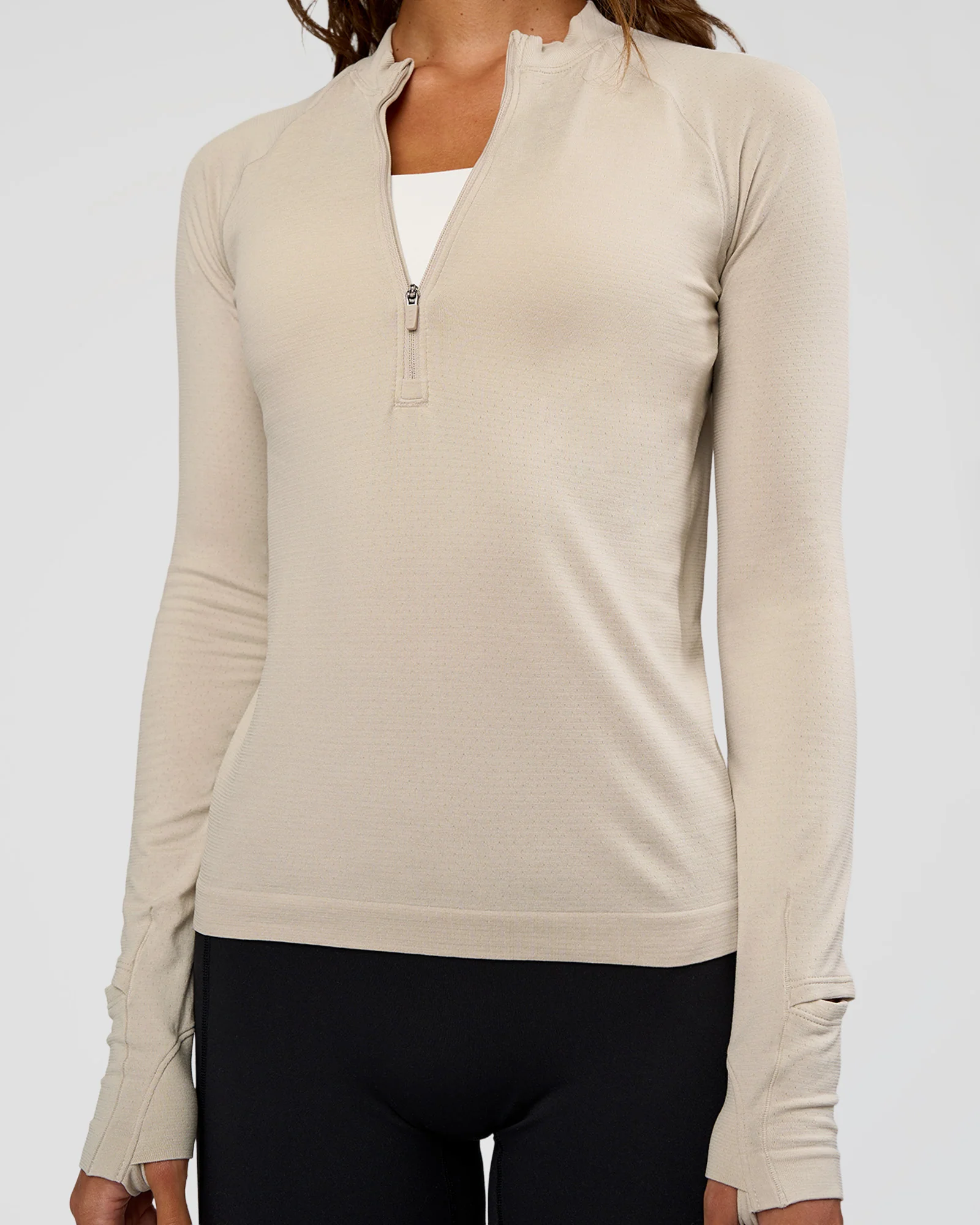 AeroFLX+ Long Sleeve Half Zip - Shale Beige/Shale Beige - Image 4